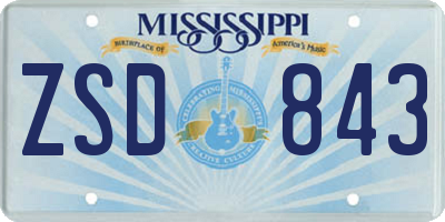 MS license plate ZSD843