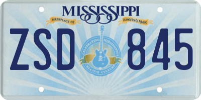 MS license plate ZSD845