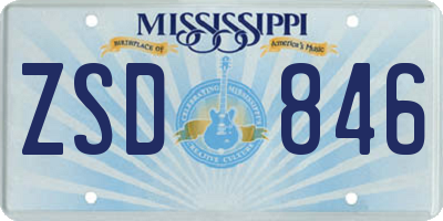 MS license plate ZSD846