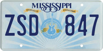 MS license plate ZSD847