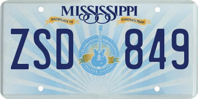 MS license plate ZSD849