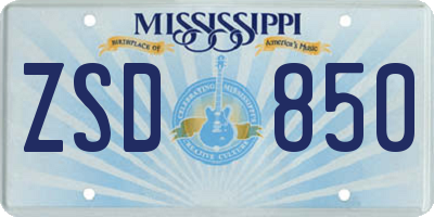 MS license plate ZSD850