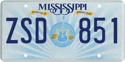 MS license plate ZSD851