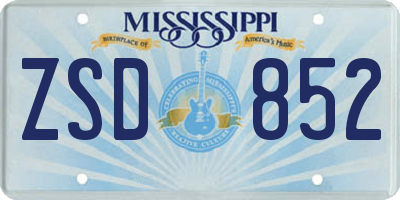 MS license plate ZSD852