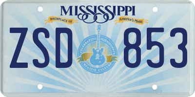 MS license plate ZSD853