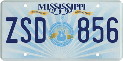 MS license plate ZSD856