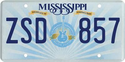 MS license plate ZSD857