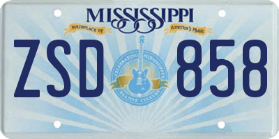 MS license plate ZSD858