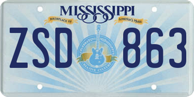 MS license plate ZSD863