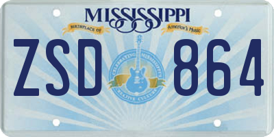 MS license plate ZSD864