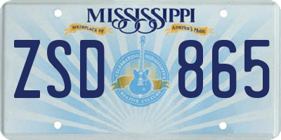 MS license plate ZSD865