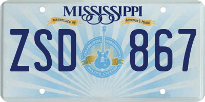 MS license plate ZSD867