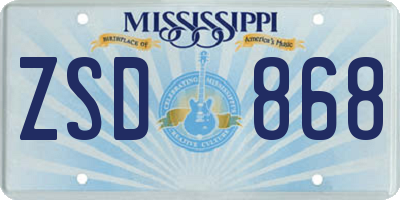 MS license plate ZSD868