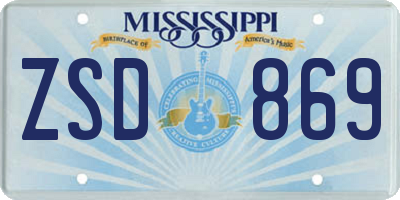 MS license plate ZSD869