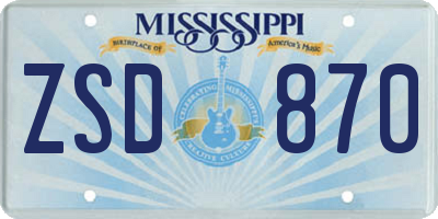 MS license plate ZSD870