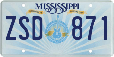MS license plate ZSD871
