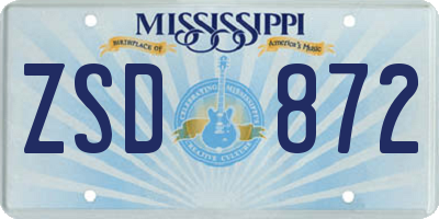 MS license plate ZSD872