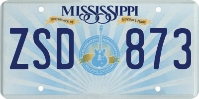 MS license plate ZSD873