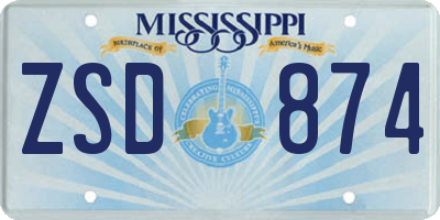 MS license plate ZSD874