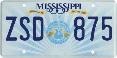 MS license plate ZSD875
