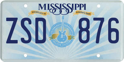 MS license plate ZSD876
