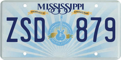 MS license plate ZSD879