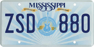 MS license plate ZSD880