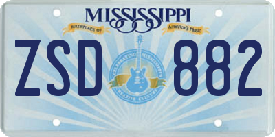 MS license plate ZSD882