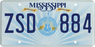 MS license plate ZSD884