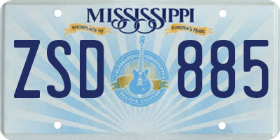MS license plate ZSD885
