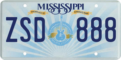 MS license plate ZSD888