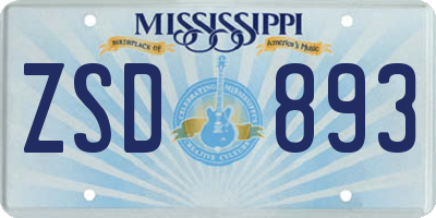 MS license plate ZSD893