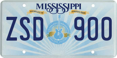 MS license plate ZSD900
