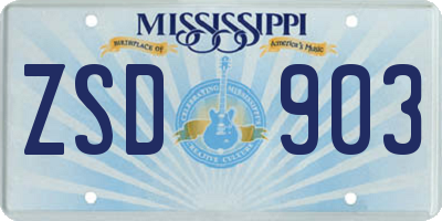 MS license plate ZSD903