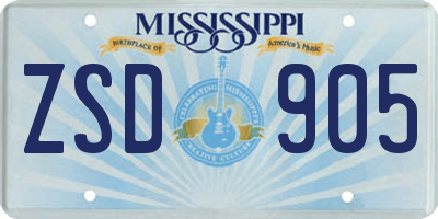 MS license plate ZSD905