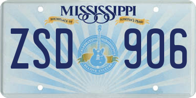 MS license plate ZSD906