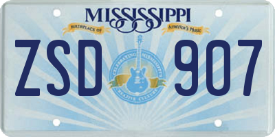 MS license plate ZSD907