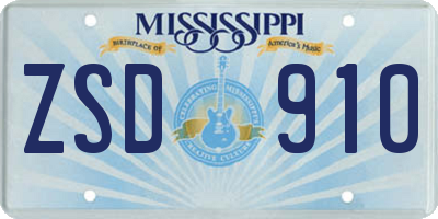 MS license plate ZSD910