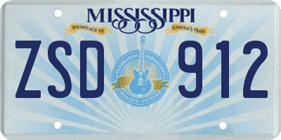 MS license plate ZSD912