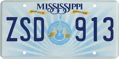 MS license plate ZSD913