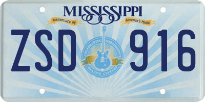 MS license plate ZSD916