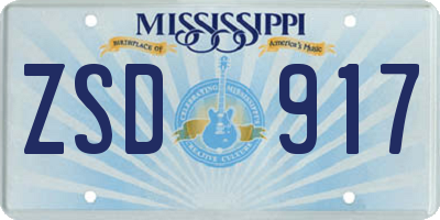 MS license plate ZSD917