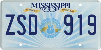 MS license plate ZSD919