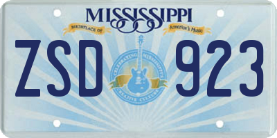 MS license plate ZSD923