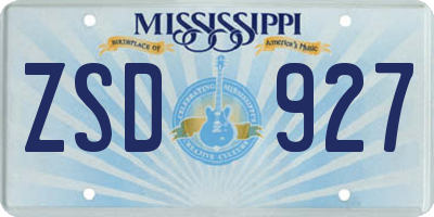 MS license plate ZSD927