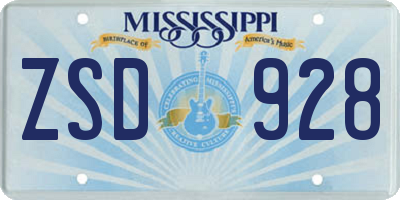 MS license plate ZSD928