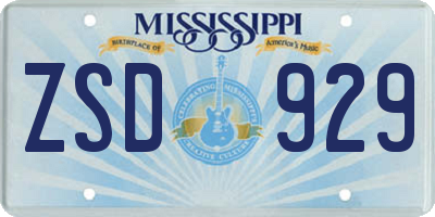 MS license plate ZSD929