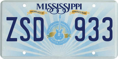 MS license plate ZSD933