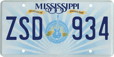 MS license plate ZSD934