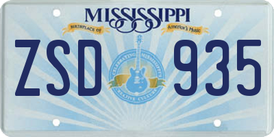 MS license plate ZSD935
